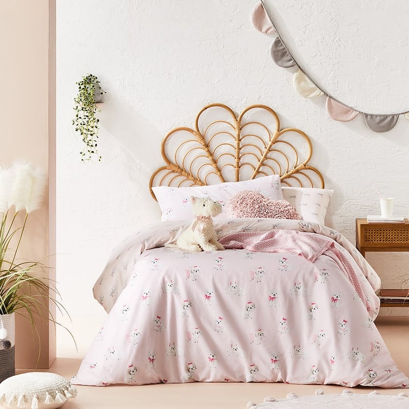 Sweet Puppy Stonewashed Pink Quilt Cover Set