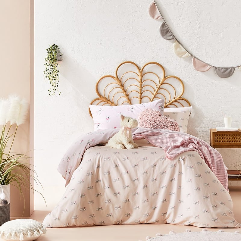 Sweet Puppy Stonewashed Pink Quilt Cover Set