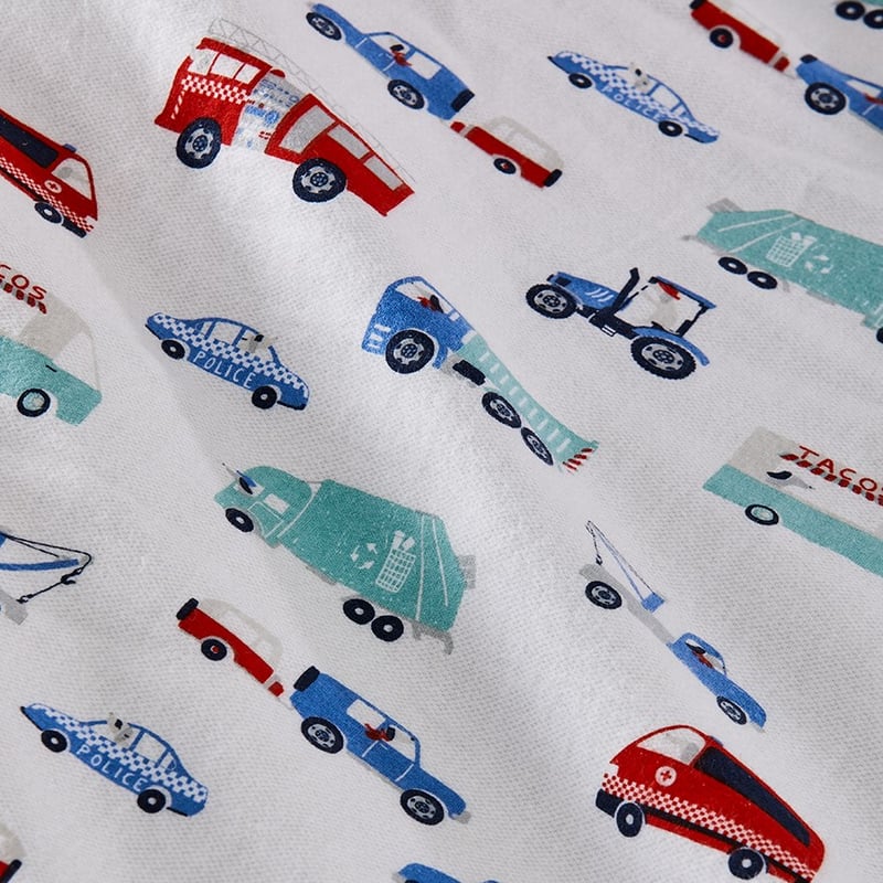 Truckin' Along Grey Flannelette Quilt Cover Set