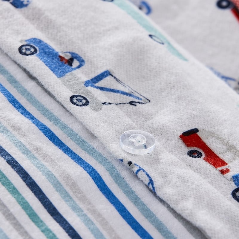 Truckin' Along Grey Flannelette Quilt Cover Set