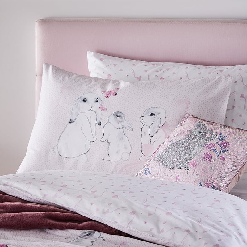 Butterfly Bunny Blush Quilt Cover Set