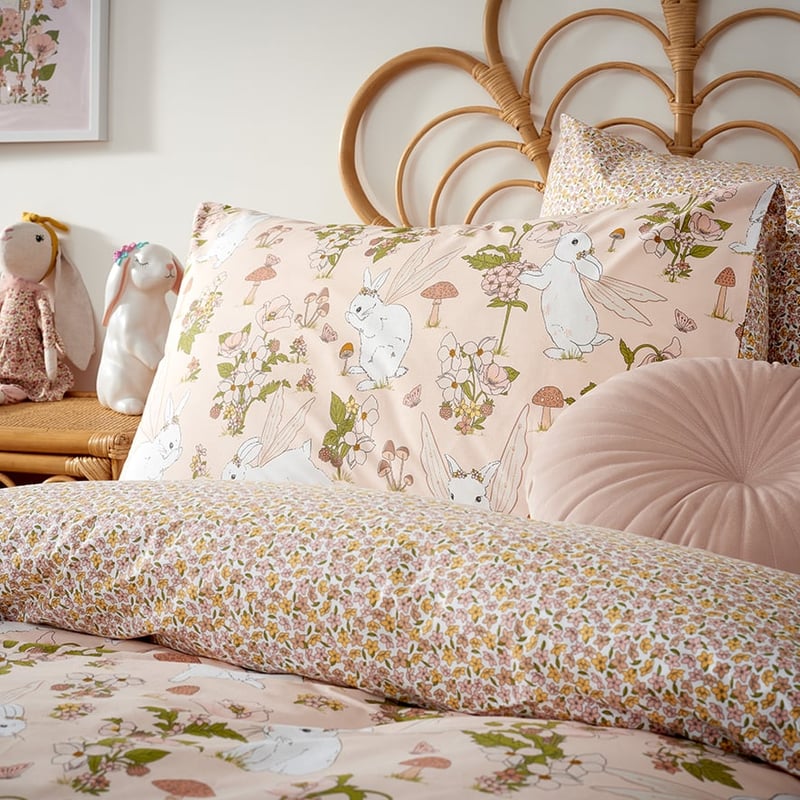 Fairy Bunny Blush Quilt Cover Set