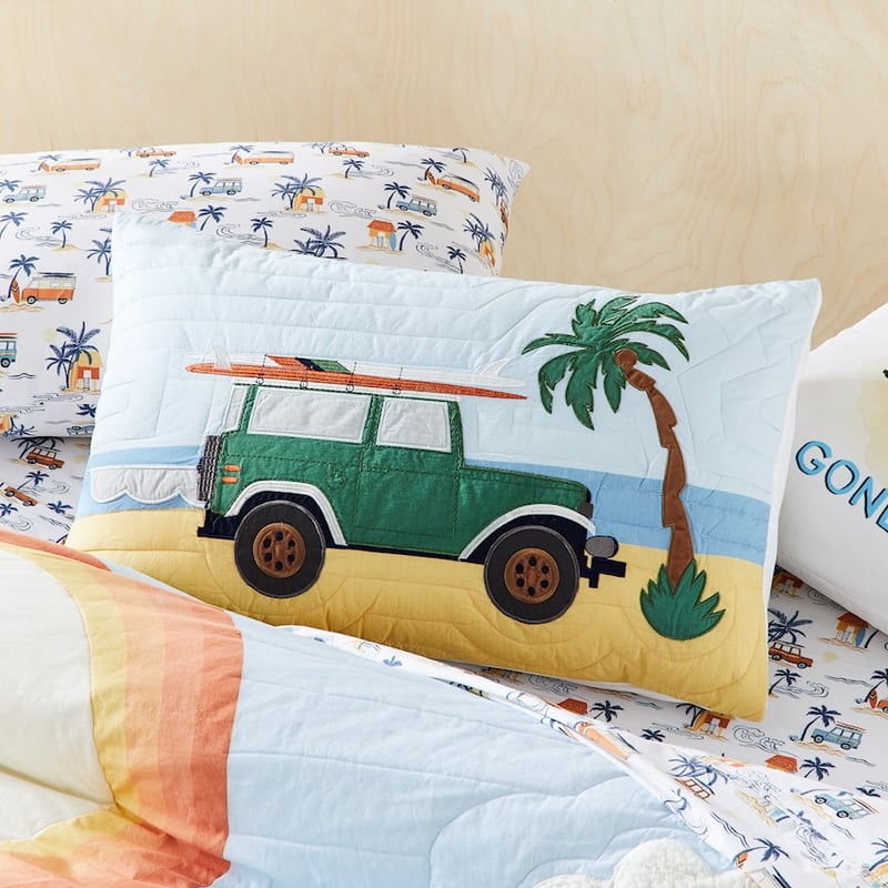 Gone Surfing Quilted Blue Quilt Cover Set
