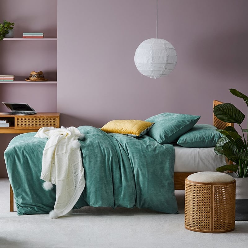 Oslo Corduroy Soft Sage Quilt Cover Set