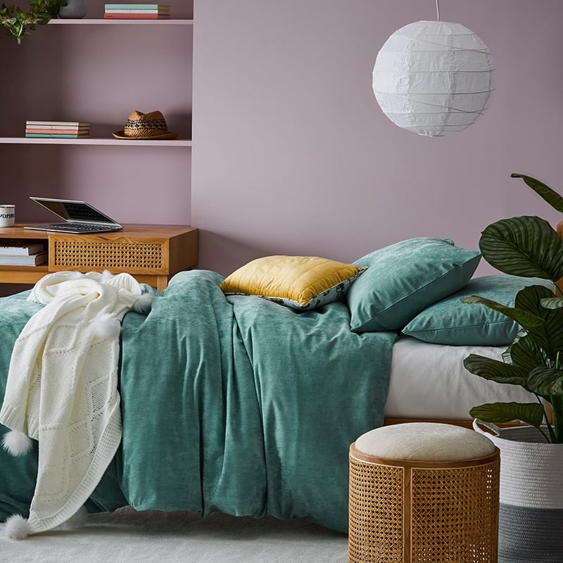 Oslo Corduroy Soft Sage Quilt Cover Set