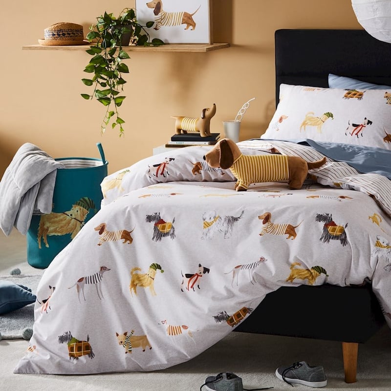 Dogs Life Natural Quilt Cover Set
