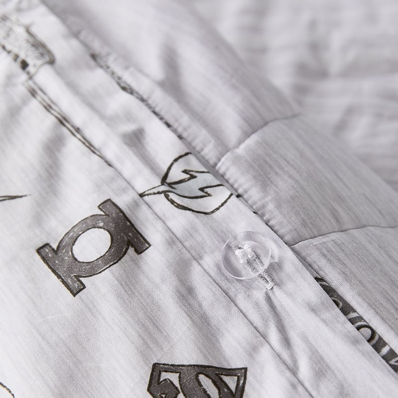 Justice League Quilted Grey Marle Quilt Cover Set