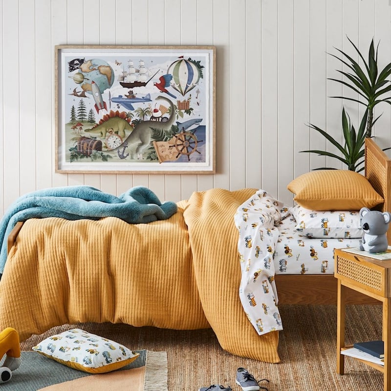 Baxter Quilted Ochre Jersey Duvet Cover Set