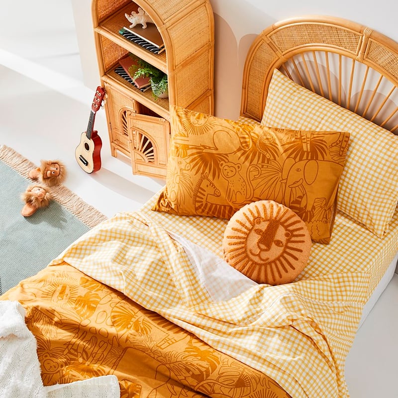 Jungle Stonewashed Cotton Mustard Quilt Cover Set