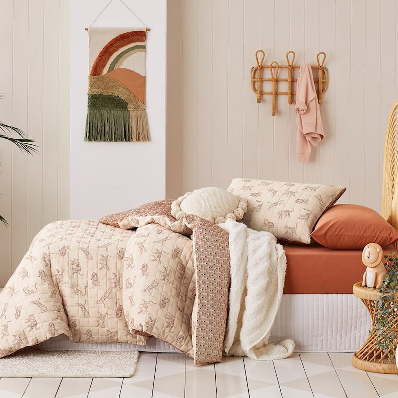 Tiger Dreams Cotton Muslin Natural Quilt Cover Set