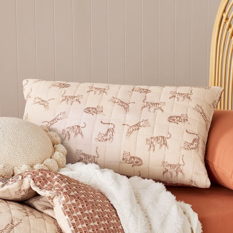 Tiger Dreams Cotton Muslin Natural Quilt Cover Set