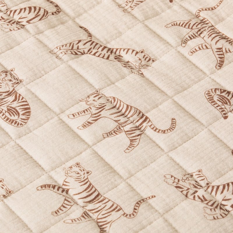 Tiger Dreams Cotton Muslin Natural Quilt Cover Set