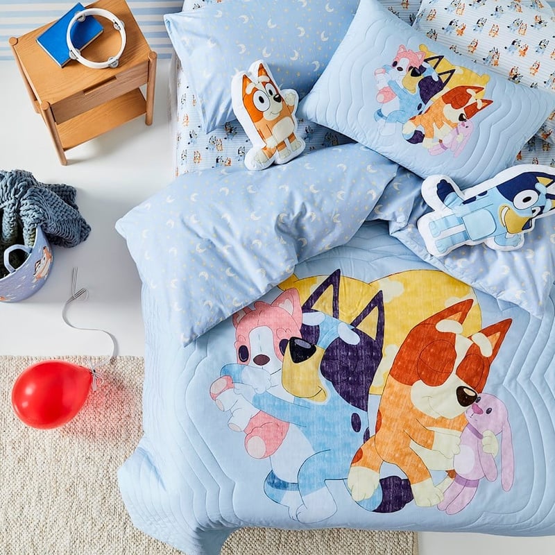 Bluey Chambray Quilted Quilt Cover Set