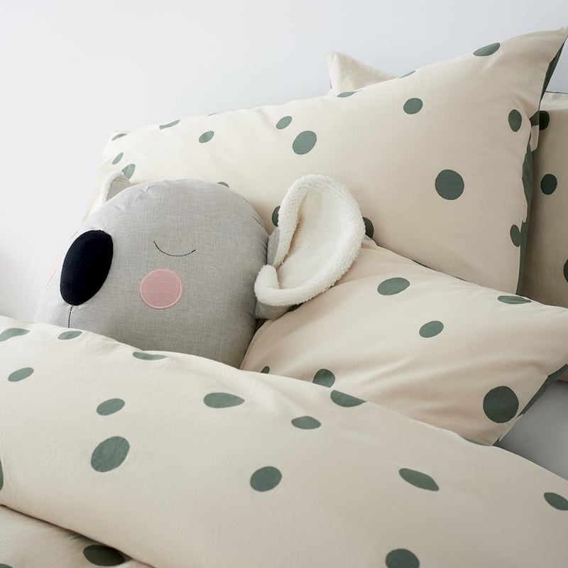 Mark Tuckey Kids Polka Organic Bedlinen Cot Moss Quilt Cover Set