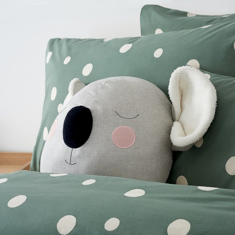 Mark Tuckey Kids Polka Organic Bedlinen Cot Moss Quilt Cover Set