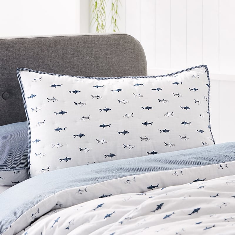 Shark Quilted Quilt Cover Set Grey