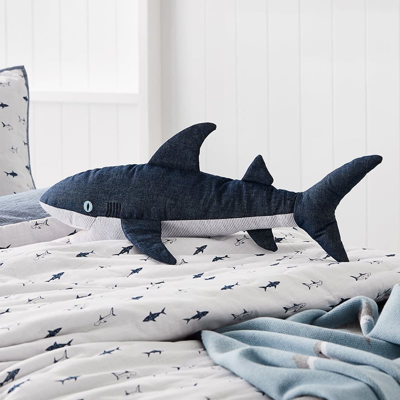 Shark Quilted Quilt Cover Set Grey