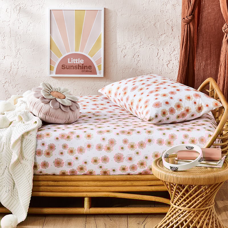Daisy Chain Sunshine Organic Cotton Fitted Sheet Set