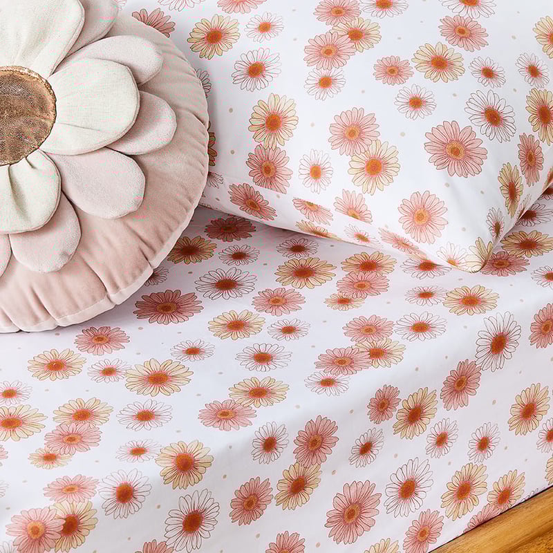 Daisy Chain Sunshine Organic Cotton Fitted Sheet Set