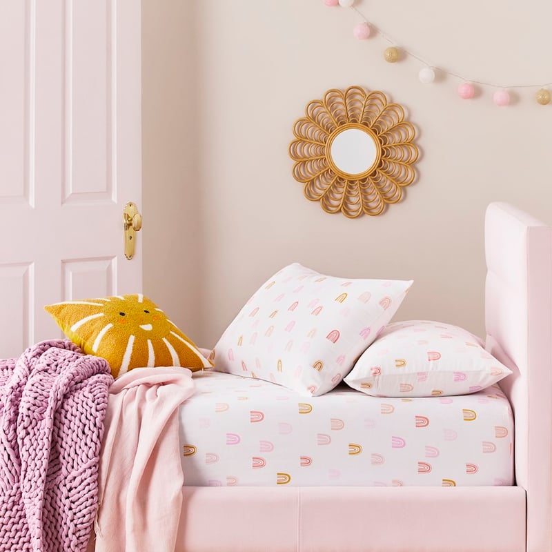 Rainbow Pink Stonewashed Fitted Sheet Set