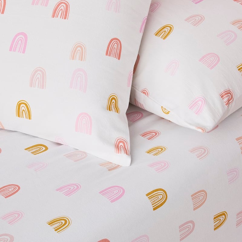 Rainbow Pink Stonewashed Fitted Sheet Set