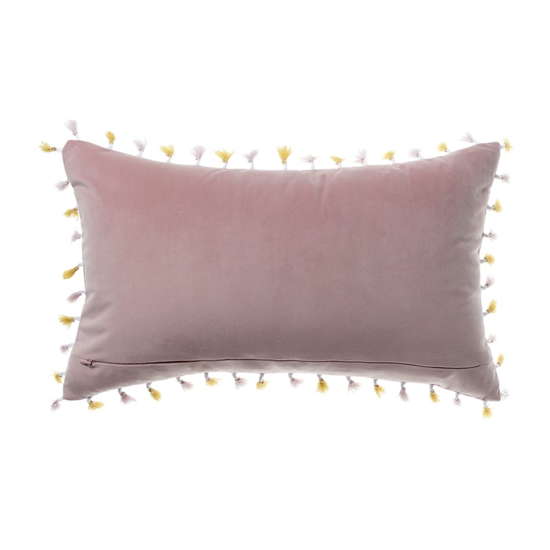 Velvet Tassel Trim Cushion Pink 