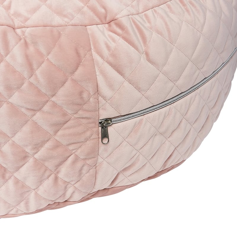 Floor Cushion Pink Quilted Velvet