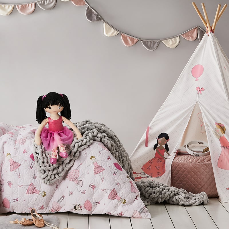 Floor Cushion Pink Quilted Velvet