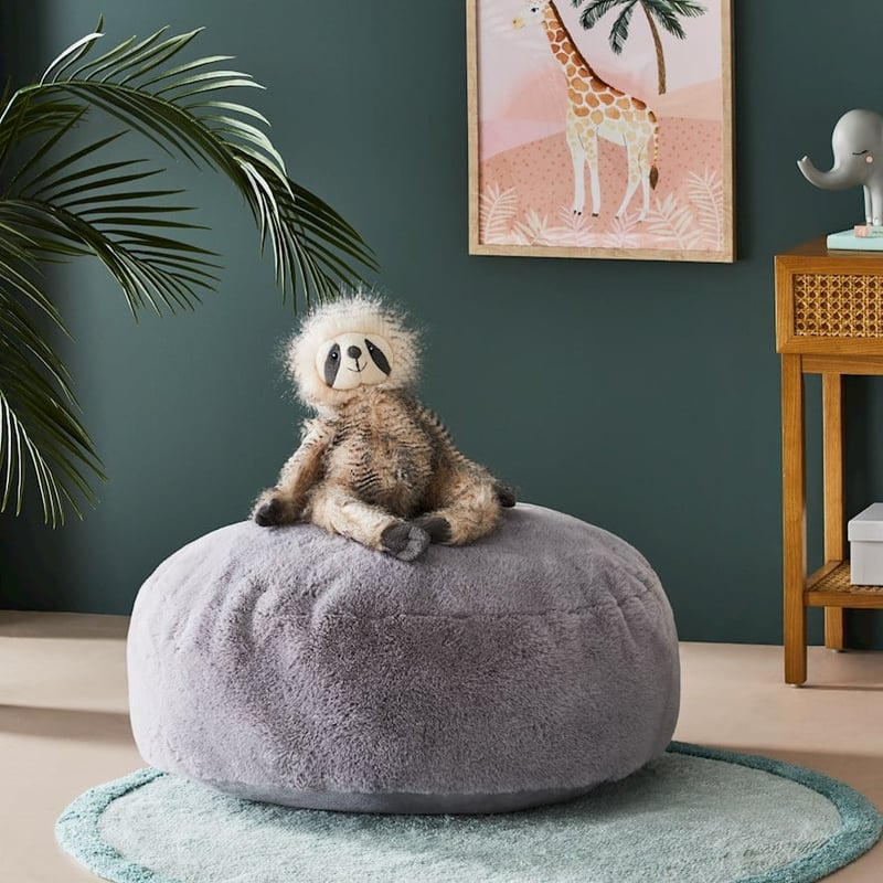 Faux Fur Grey Floor Cushion
