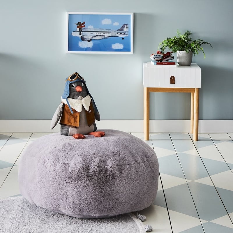 Faux Fur Grey Floor Cushion