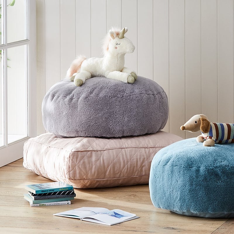 Vintage Wash Quilted Powder Pink Floor Cushion 