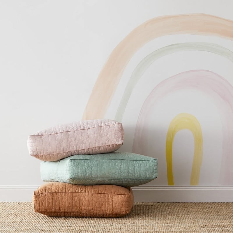 Vintage Washed Linen Caramel Floor Cushion