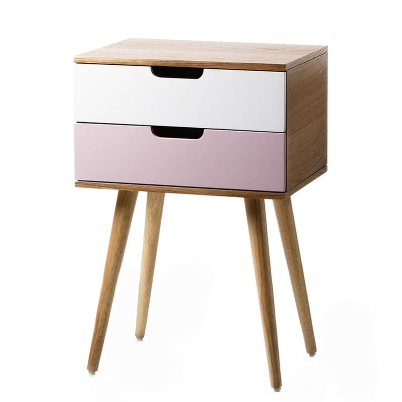 Louis 2 Drawer Side Table Pink