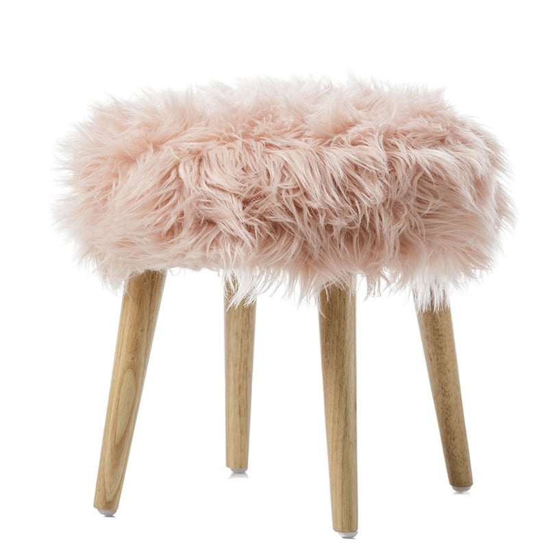 Kingston Faux Fur Stool Pink
