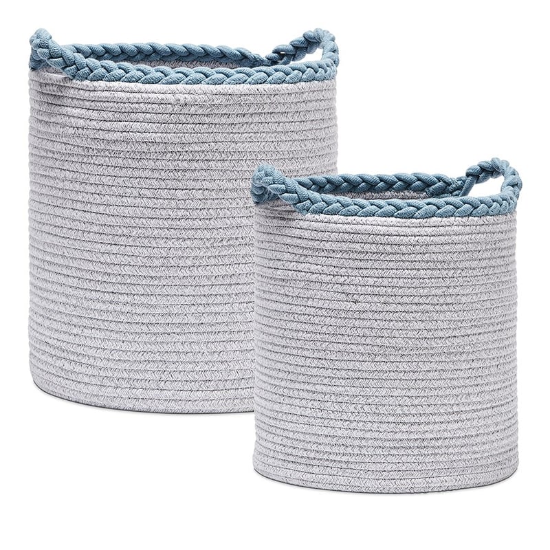 Cable Set of 2 Grey & Blue Baskets