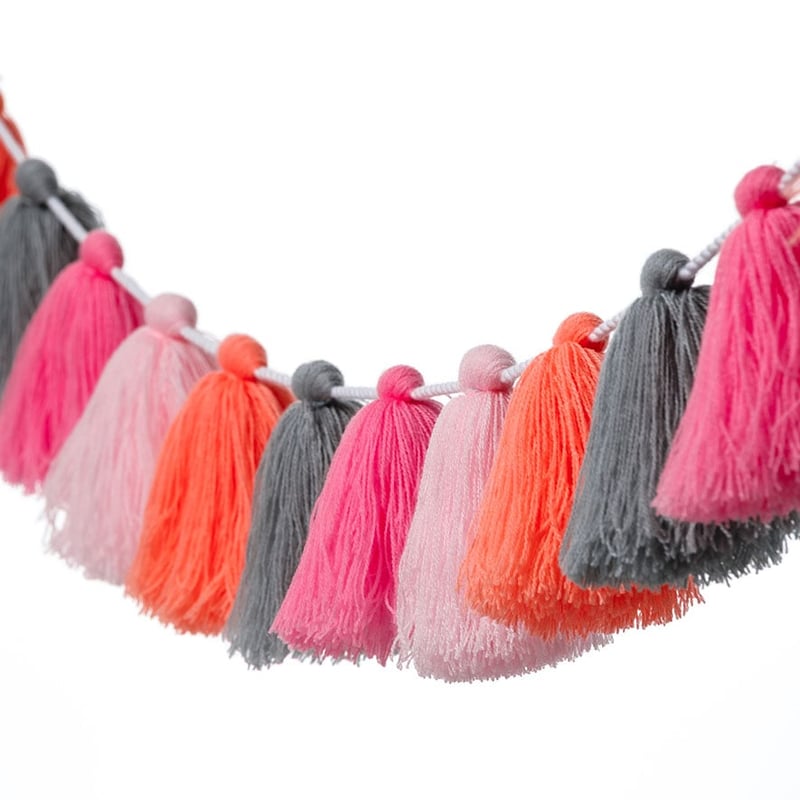 Festive Pink Pom Pom Tassel Garland