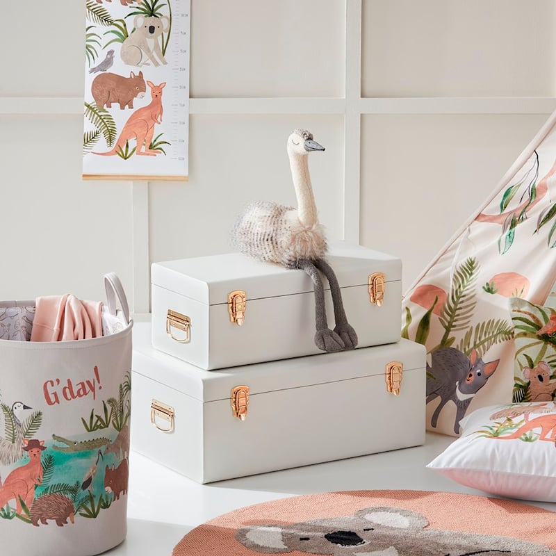 Metal Heirloom White Storage Trunks 