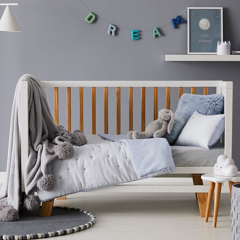 Little Dreamer Cot Coverlet Set Blue 