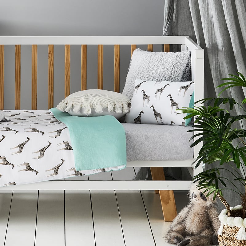 Giraffe Cot Grey Quilt Cover Set