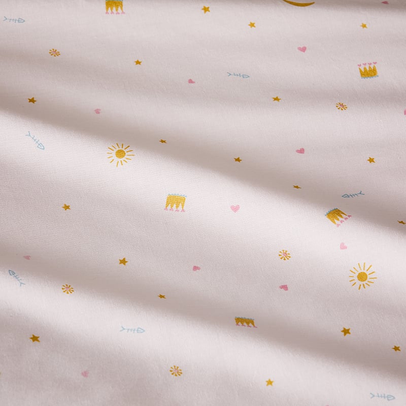 Night Cat Pale Pink Stonewash Cot  Quilt Cover Set