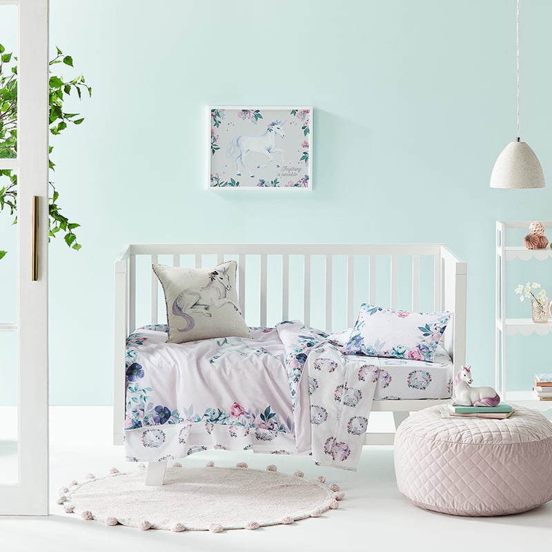 Unicorn Blossom Cot Quilt Cover Set