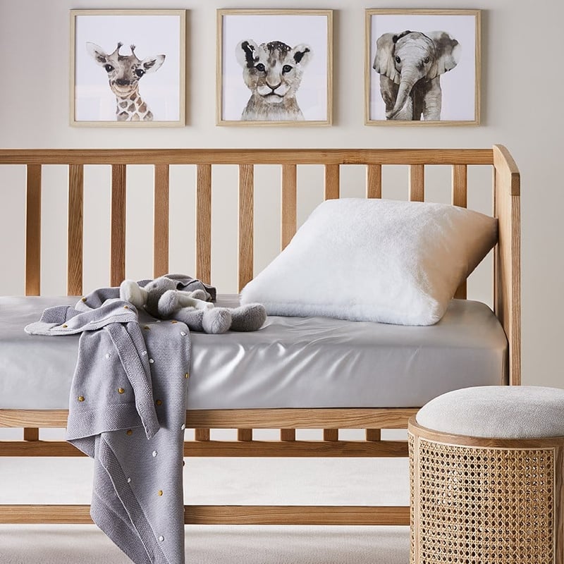 Pure Silk Baby Sheets Cot Soft Silver Fitted Sheet