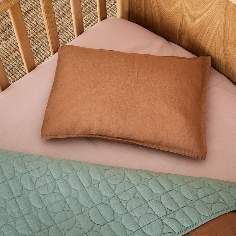 Vintage Washed Linen Cot Caramel Quilt Cover Set