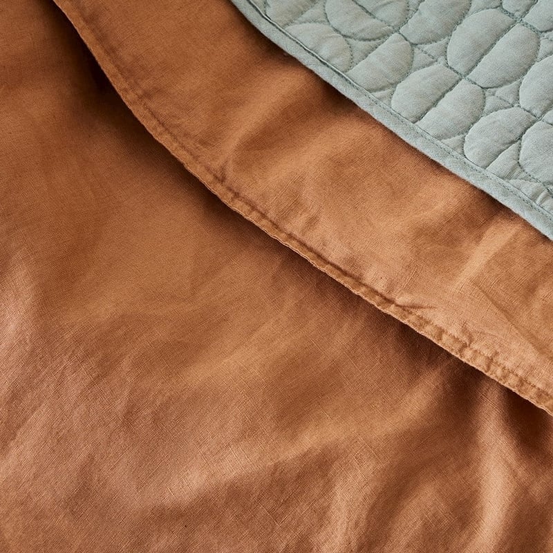 Vintage Washed Linen Cot Caramel Quilt Cover Set