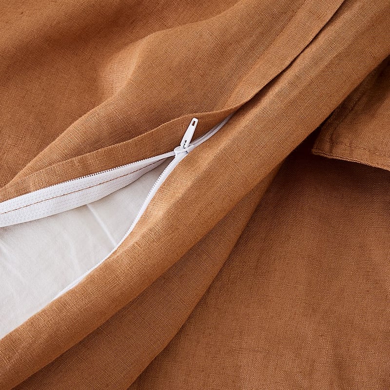 Vintage Washed Linen Cot Caramel Quilt Cover Set