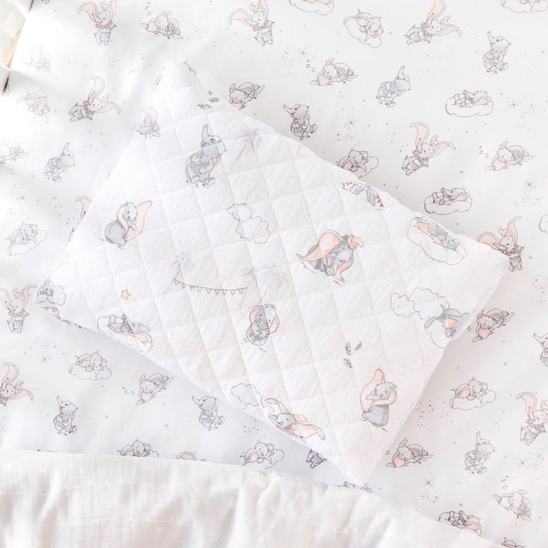 Dumbo Quilted White Cot Quilt Cover Set