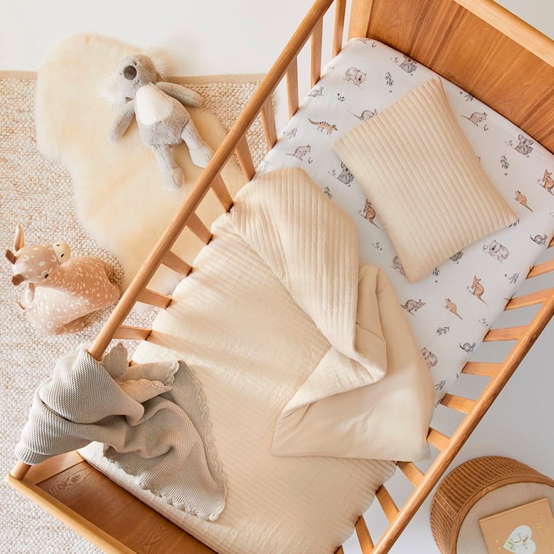 Boston Quilted Jersey Natural Cot Quilt Cover Set