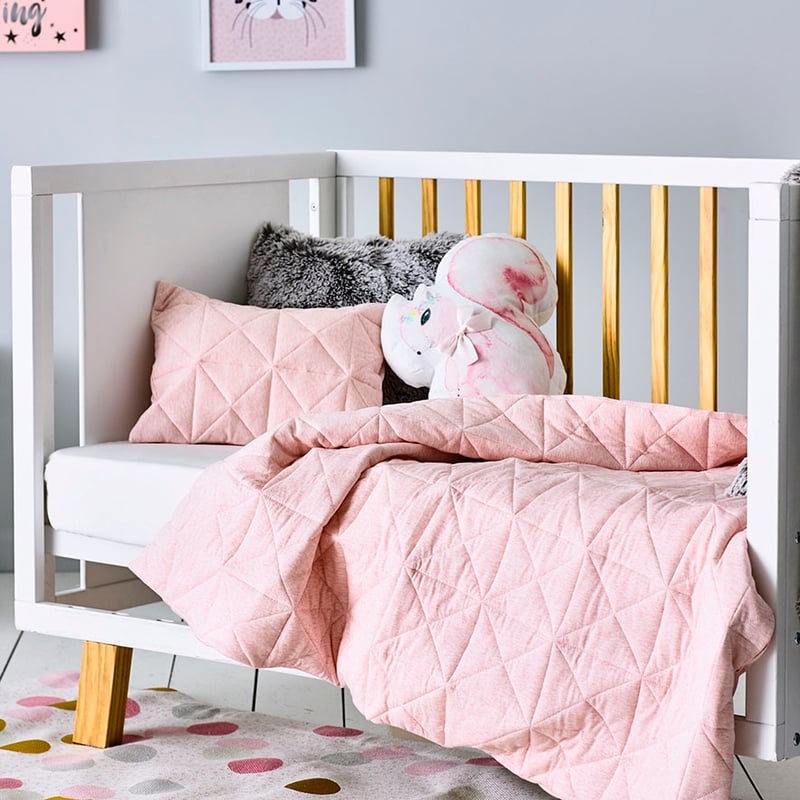Harvie Jersey Cot Quilt Cover Set Pink