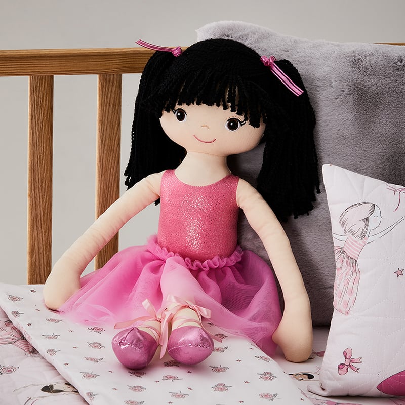 Anna Ballerina Quilted Pink Cot Quilt Cover Set