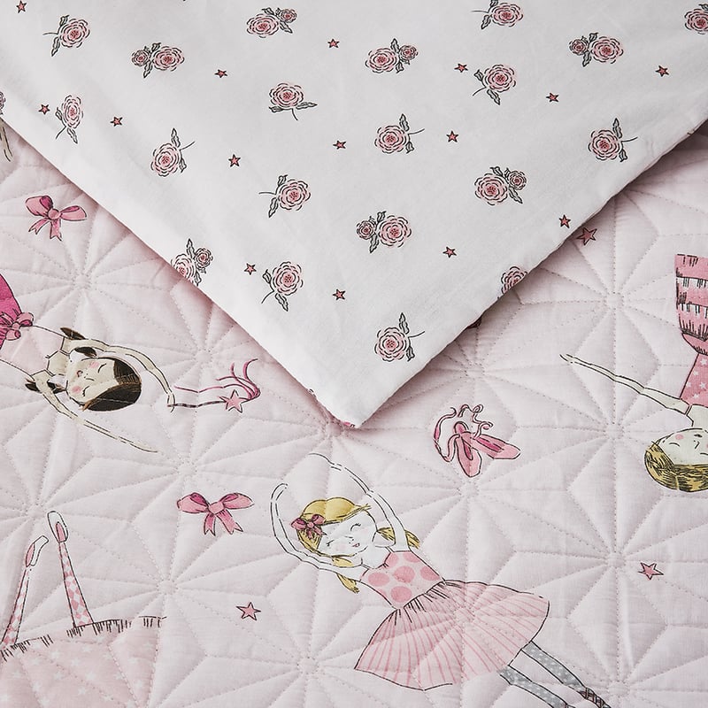 Anna Ballerina Quilted Pink Cot Quilt Cover Set
